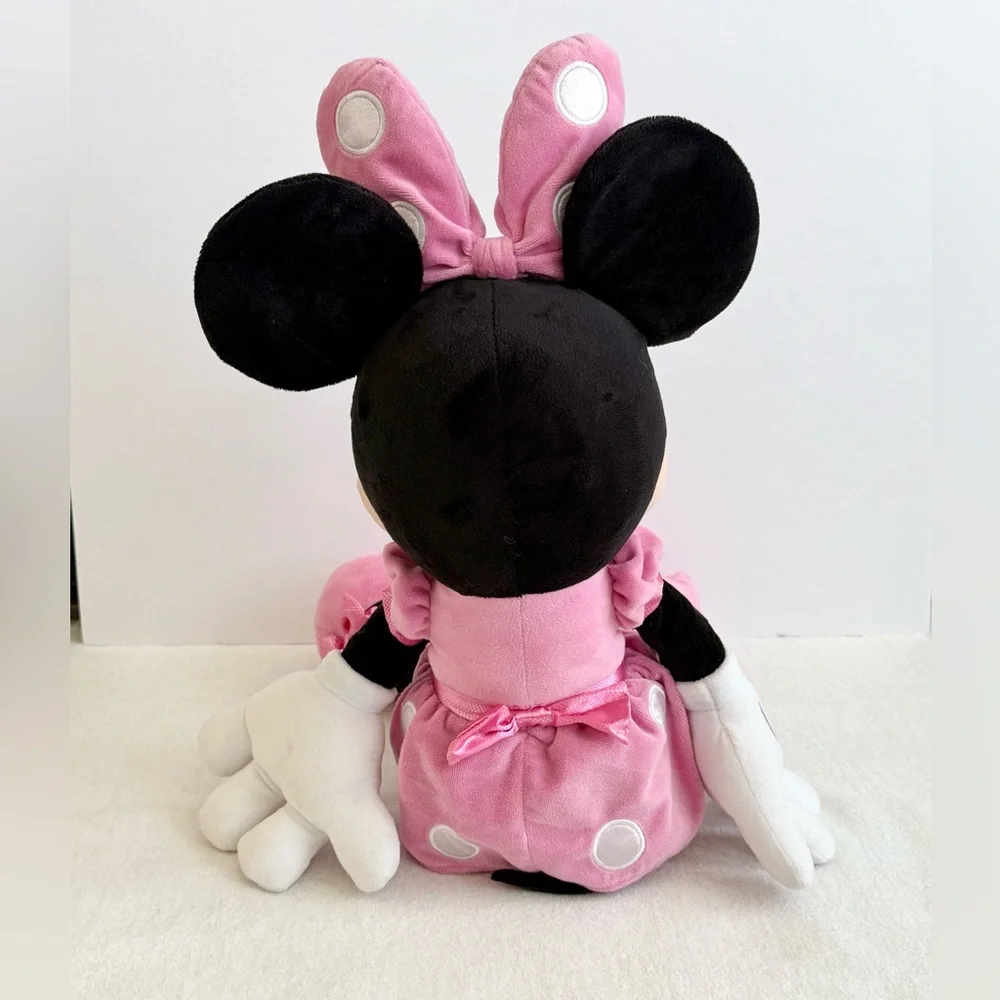 Disney Minnie Mouse Plush 27” Stuffed Animal Pink Polka Dot Bow and Dress